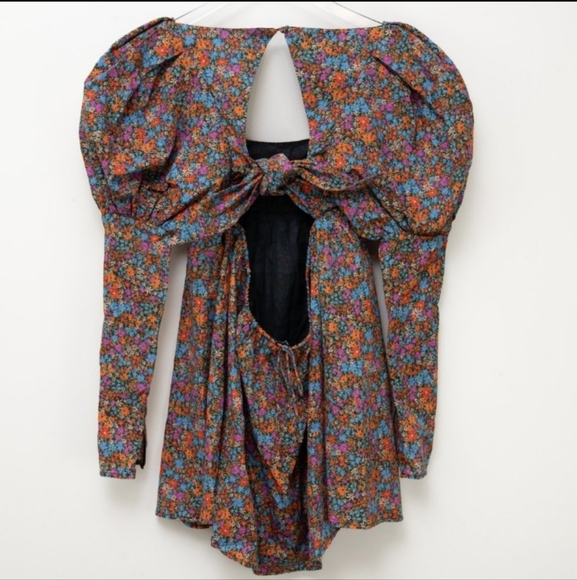 🍋  For Love & Lemons Brittany Mini Dress Floral Print Mini NWT - Picture 10 of 12